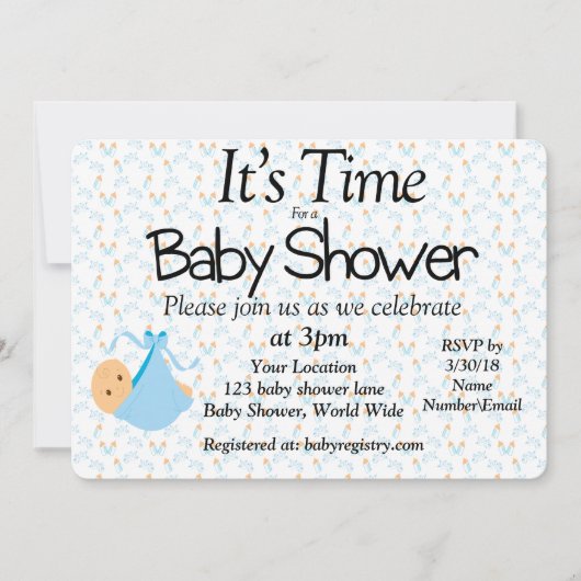 C'est l'heure d'une invitation Baby shower (Devant)