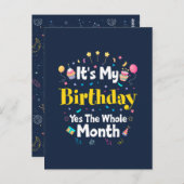 C'est mon anniversaire oui tout le mois Invitation (Devant / Derrière)