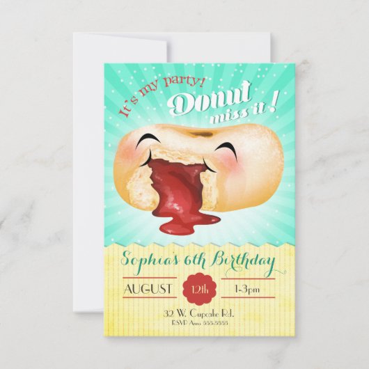 C'est mon Donut Party Miss ! Invitation d'annivers (Devant)