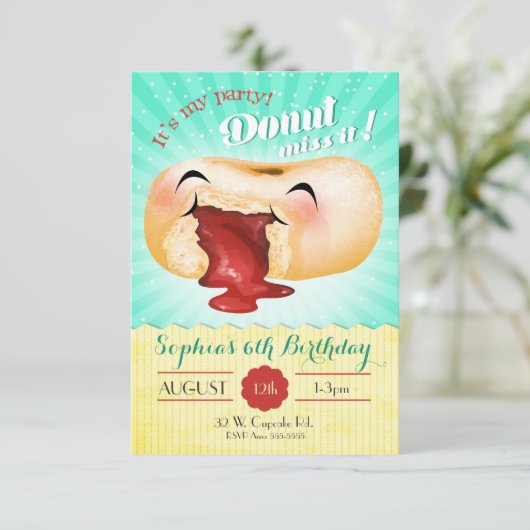 C'est mon Donut Party Miss ! Invitation d'annivers (Debout devant)