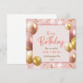 C'est mon invitation d'anniversaire carte rose (Devant / Derrière)
