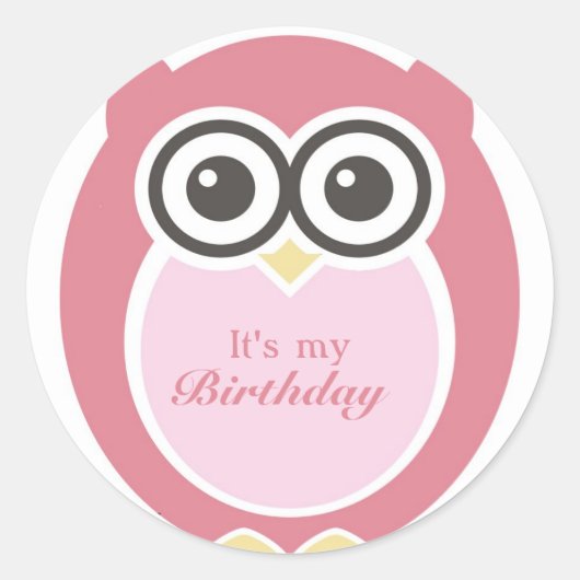 C'est My Birthday Stickers mignon Chouette rose Ca (Devant)