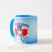 C'EST NOEL Canadian Maple Leaf Snowman Kerstmis Mok (Voorkant links)