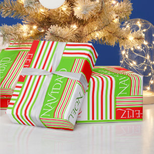 C'est Noel Striped Pattern Merry Kerstmis Cadeaupapier