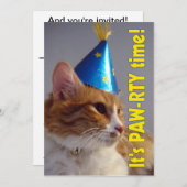C'est Paw-rty Time Cat - Birthday Invitation (Devant / Derrière)