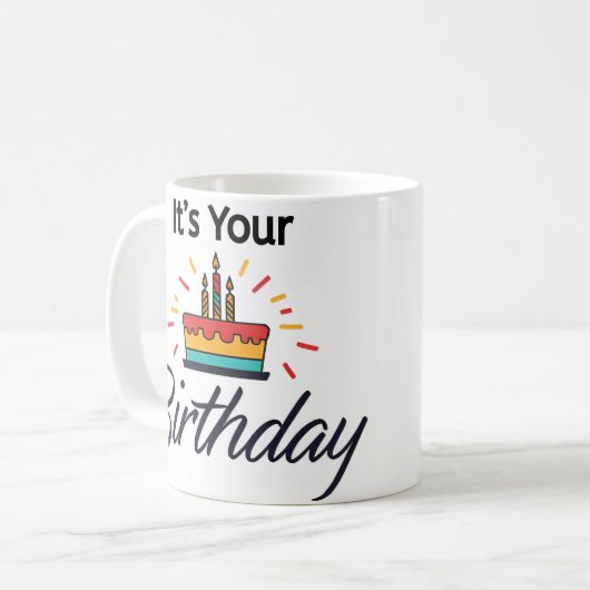 "C'est ton anniversaire" Anniversaire Mug (Devant gauche)