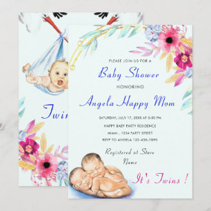 C'est Twin Boys Baby shower Invitation