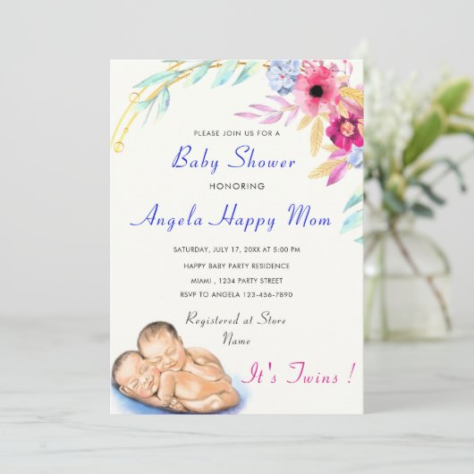 C'est Twin Boys ! Invitation de Baby shower de cig (Debout devant)