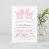 C'est Twin Girls ! Invitation Baby shower Twins (Debout devant)