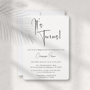 C'est Twins Modern Script Baby shower Invitation