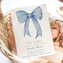 C'est un Baby shower Boy Blue Bow Invitation