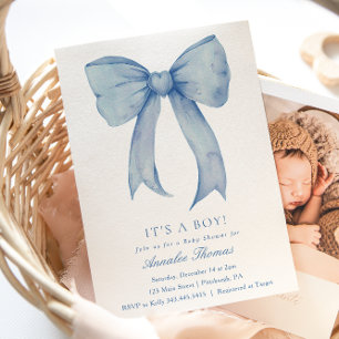 C'est un Baby shower Boy Blue Bow Invitation
