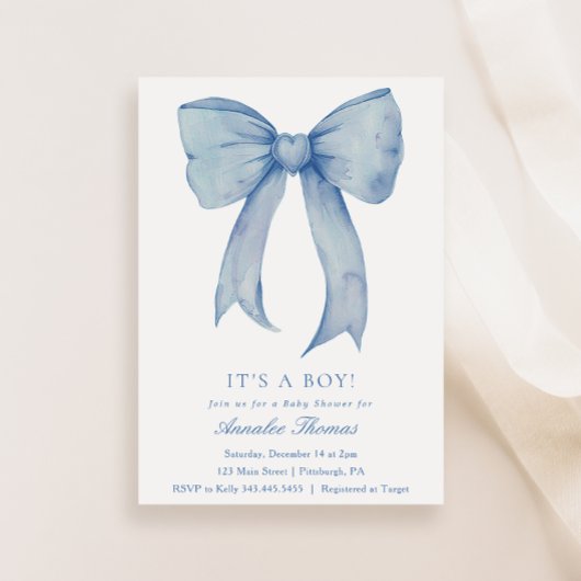 C'est un Baby shower Boy Blue Bow Invitation