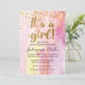 C'est un Baby shower de fille Aquarelle Invitation (Debout devant)