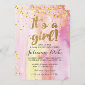 C'est un Baby shower de fille Aquarelle Invitation (Devant / Derrière)