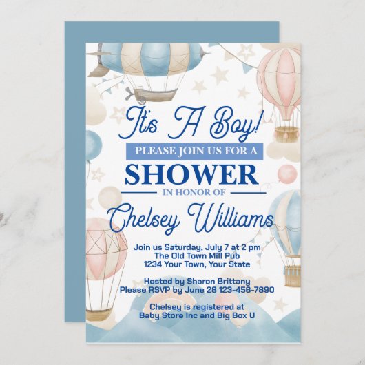 C'est un Baby shower garçon Invitation (Devant / Derrière)