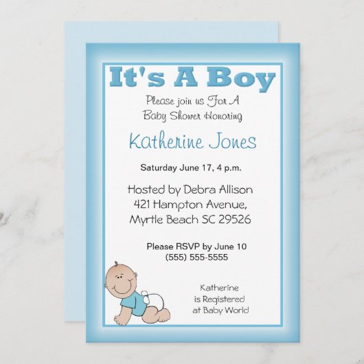C'est un Baby shower garçon Invitation (Devant / Derrière)