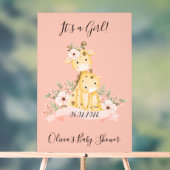 C'est un baby shower rose girafe fleuri (Neutre)