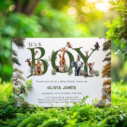 C'est un Baby shower Safari Boy Invitation