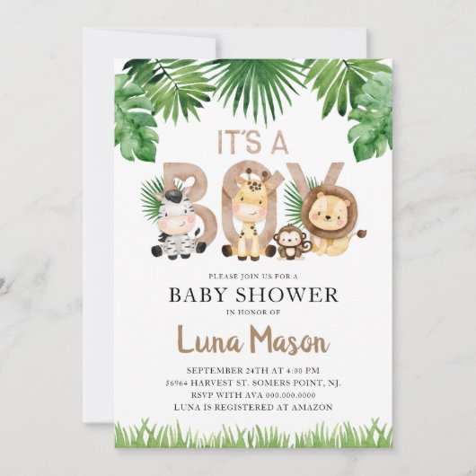 C'est un Baby shower Safari Boy Invitation (Devant)