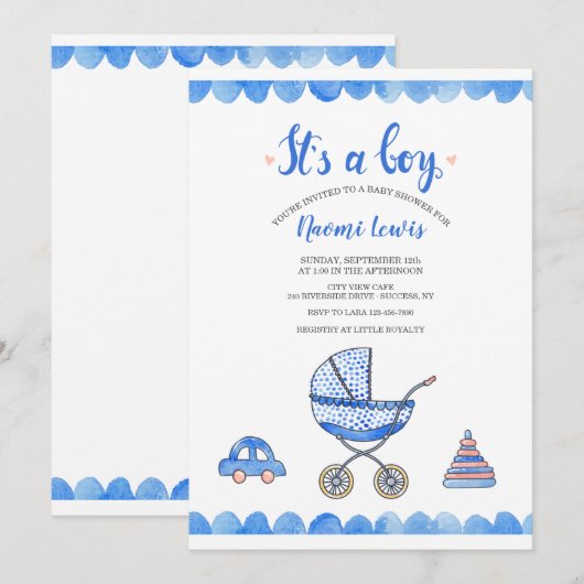 C'est un bébé bébé Carriage Douche Invitation (Devant / Derrière)