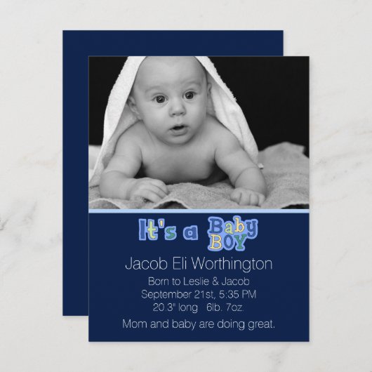 C'est un bébé Faire-part de naissance (Devant / Derrière)