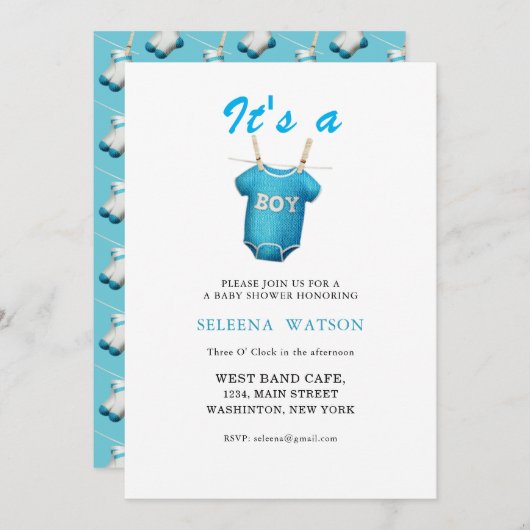 C'est un bébé garçon douche Invitation (Devant / Derrière)