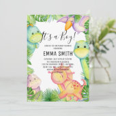 C'est un Boy Dinosaur Baby shower Party Invitation (Debout devant)