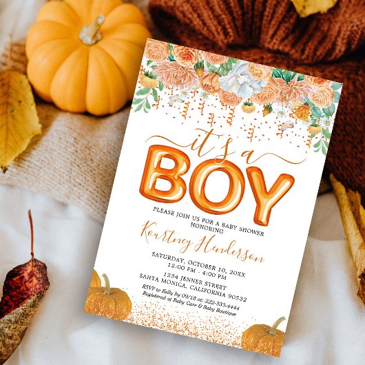 C'est un Citrouille  Invitation Baby shower d'auto