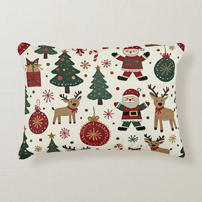 C'est un coussin coussin avec décoration de Noël (Devant)