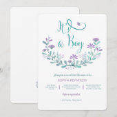 C'est un garçon Baby shower Floral Invitation (Devant / Derrière)