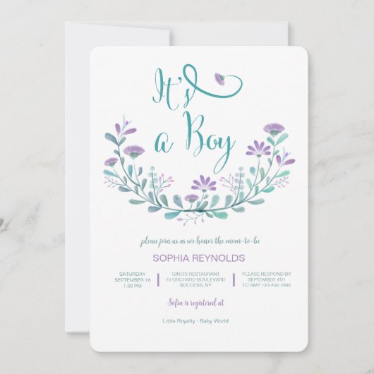 C'est un garçon Baby shower Floral Invitation (Devant)
