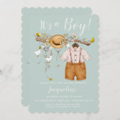 C'est un garçon Baby shower Floral Invitation (Devant / Derrière)
