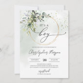 C'est un garçon Baby shower Invitation Verdure Boh (Devant)