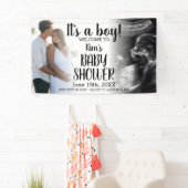 C'est un garçon Bannière de Baby shower moderne (En situation)