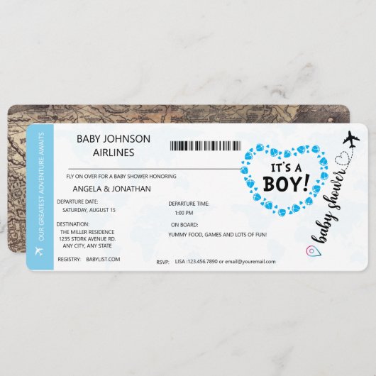 C'est un garçon bébé garçon douche Invitation (Devant / Derrière)