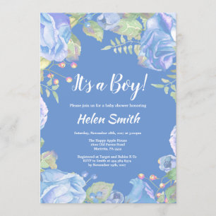 C'est un garçon Blue Floral Baby shower Invitation