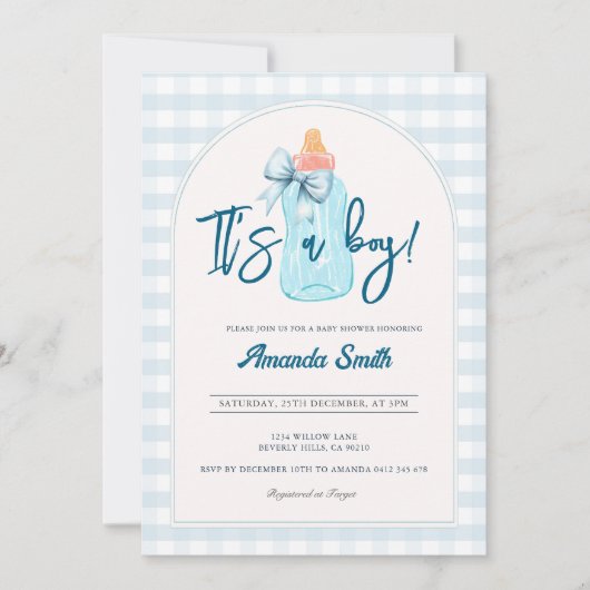 C'est un garçon Bottles Baby shower Invitation (Devant)