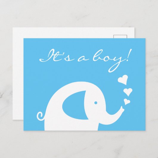 C'est un garçon carte d'annonce de naissance éléph (Devant / Derrière)