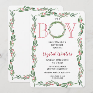 C'est un garçon Couronne de Noël Invitation à une