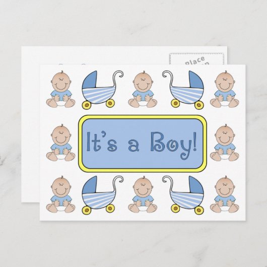 "C'est un garçon !" Faire-part de naissance (Devant / Derrière)