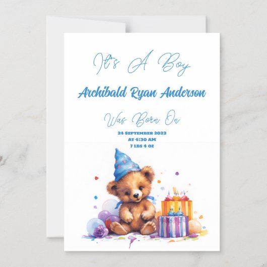 C'est un garçon Faire-part de naissance (Recto)