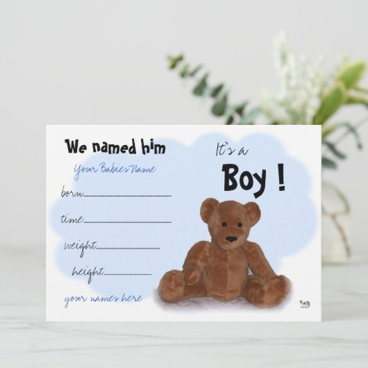 C'est un garçon Faire-part de naissance (Debout devant)