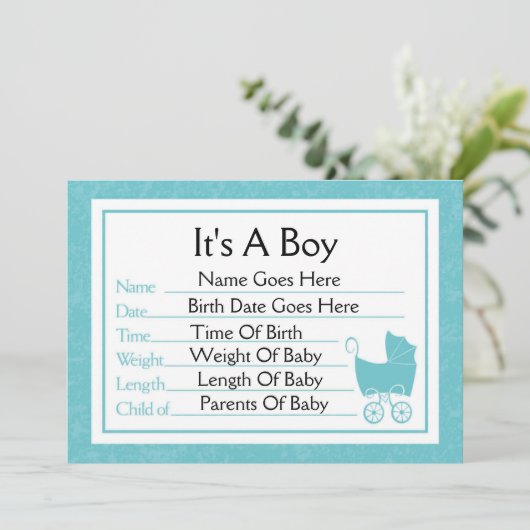 C'est un garçon Faire-part de naissance (Debout devant)