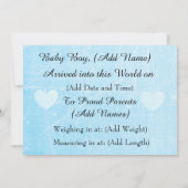 C'est un garçon ! Faire-part de naissance Coeurs B (Dos)