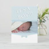 C'est un garçon ! Faire-part de naissance photo bl (Debout devant)