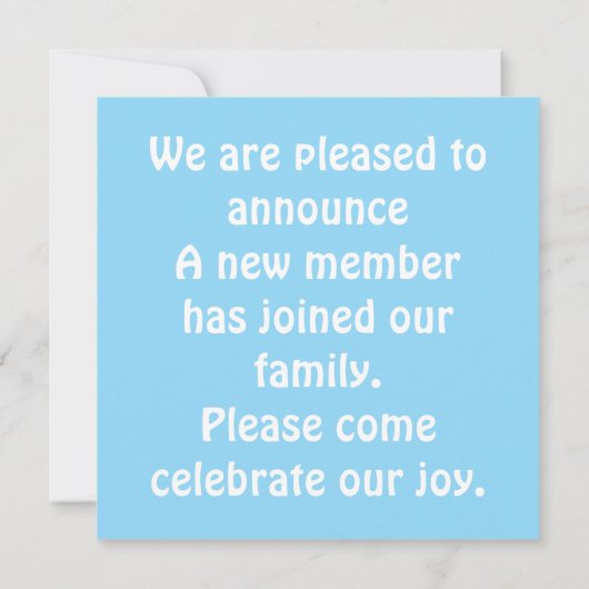 C'est un garçon ! Faire-part simple (Dos)