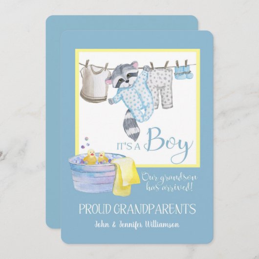 C'est un garçon - Fier grand-parents Faire-part Cl (Devant / Derrière)