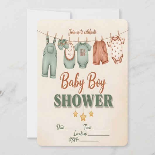 C'est un garçon ! Invitation à la baby shower pour (Devant)