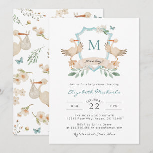 C'est un garçon Invitation à une baby shower Bleu